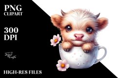 Cute Highland Cow Cosmos | Sublimation | Clipart Product Image 3
