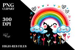 Smiling Rainbow with Hearts PNG Product Image 2