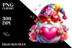 Valentines Gnome with Heart Shaped Sunglasses PNG Product Image 2