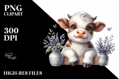 Cute Highland Cow Smiling in Vase | Sublimation | Clipart Product Image 1