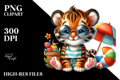 Whimsical Watercolor Cute Baby Tiger PNG Product Image 2