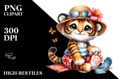 Whimsical Watercolor Cute Baby Tiger PNG Product Image 2