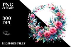 Colorful Whreath with Pink Roses, Transparent PNG Product Image 2