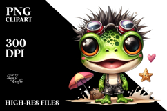 Cute Baby Frog with Punk Look PNG Product Image 2