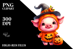 Cute Pig Dressed for Halloween, Transparent PNG Product Image 2
