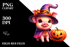 Cute Pig Dressed for Halloween, Transparent PNG Product Image 2