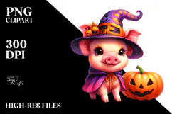 Cute Pig Dressed for Halloween, Transparent PNG Product Image 2
