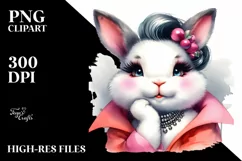 Funny Smiling Rabbit Portrait | Watercolor Clipart Product Image 3