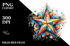 Colorful Star Watercolor Whimsical | Clipart Product Image 1