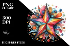 Colorful Star Watercolor Whimsical | Clipart Product Image 1