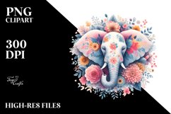 Pastel Elephant Floral Clipart Product Image 3