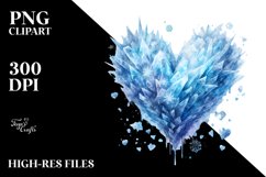 Watercolor Blue Heart with Ice PNG Product Image 2