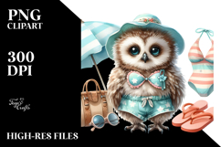 Digital Watercolor Cute Baby Owl PNG Product Image 2