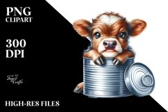 Baby Highland Cow in Watercolor, PNG Product Image 2