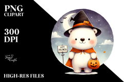 Cute Baby Polar Bear Dressed for Halloween PNG Product Image 2