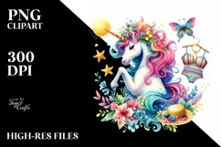 Colorful Whimsical Unicorn with Beachwear | Sublimation | Product Image 1