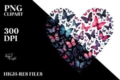 Butterfly Heart Watercolor PNG Product Image 2