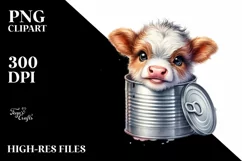 Smiling Highland Cow in Can, Transparent PNG Product Image 2