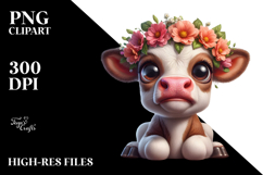 Baby Calf with Flower Crown, PNG Product Image 2