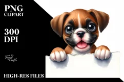 Cute Boxer Puppy Watercolor | Sublimation | Clipart Product Image 1