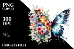 Colorful Butterfly in Splashes, PNG Art Product Image 2
