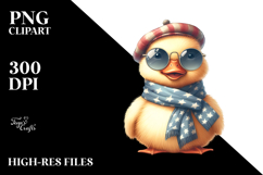Funny Cute Duck with Scarf and Sunglasses PNG Product Image 2