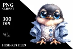Funny Baby Bird in Clothes PNG Product Image 1