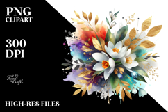Colorful Abstract Bouquet with Gold Foil | Clipart Product Image 2