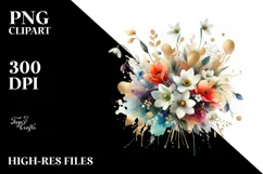 Colorful Abstract Bouquet with Gold Foil | Clipart Product Image 1
