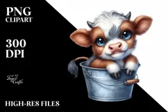 Cute Highland Cow Smiling in Bucket | Sublimation | Clipart Product Image 3
