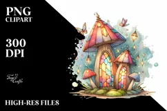 Glossy Magical Mushroom,Watercolor Splash PNG Product Image 1