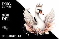 Funny Smiling Swan with Diva Look | Watercolor Clipart Product Image 3
