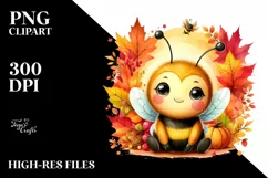 Vibrant Cute Funny Bee Leaves | Sublimation | Clipart Product Image 3