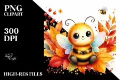 Vibrant Cute Funny Bee Leaves | Sublimation | Clipart Product Image 3