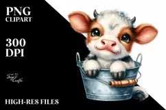 Cute Highland Cow Smiling in Bucket | Sublimation | Clipart Product Image 3
