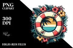 Retro Tropical Flower Beach Buoy | Clipart Product Image 1