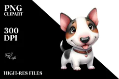 Cute Cartoon Bull Terrier with Big Eyes PNG Product Image 2