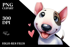 Cute Cartoon Bull Terrier with Big Eyes PNG Product Image 2