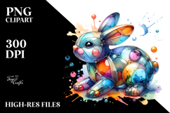 Colorful Bunny on Splashy Background, PNG Product Image 2