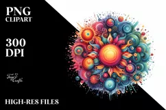 Colorful Wooden Daisy Splash | Sublimation | Clipart Product Image 1