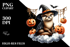 Otter in Halloween Style Watercolor PNG Product Image 2