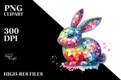 Colorful Bunny Made of Diamonds PNG Product Image 2