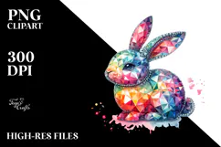 Colorful Bunny Made of Diamonds PNG Product Image 2