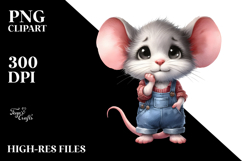 Expressive Thoughtfull Baby Mouse | Sublimation | Clipart Product Image 2