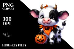 Watercolor Baby Cow Halloween Clipart Product Image 3