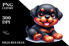Cute Cartoon Rottweiler Baby with Big Eyes PNG Product Image 2