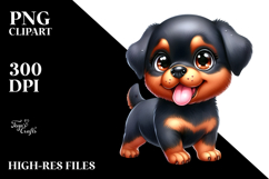 Cute Cartoon Rottweiler Baby with Big Eyes PNG Product Image 2