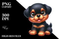 Cute Cartoon Rottweiler Baby with Big Eyes PNG Product Image 2