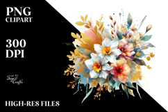 Watercolor Splash Vibrant Bouquet GOLD FOIL Product Image 2