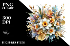 Watercolor Splash Vibrant Bouquet GOLD FOIL Product Image 2